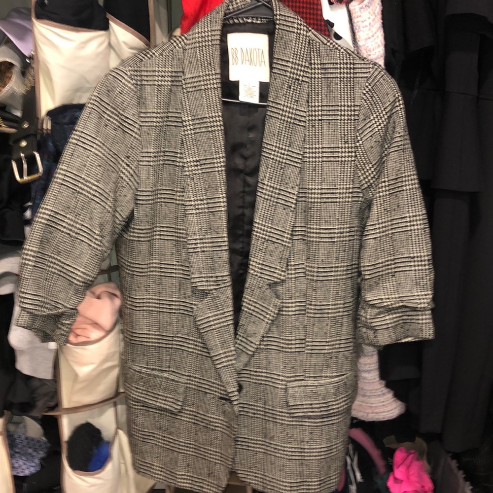 BB Dakota Black and White Plaid Blazer